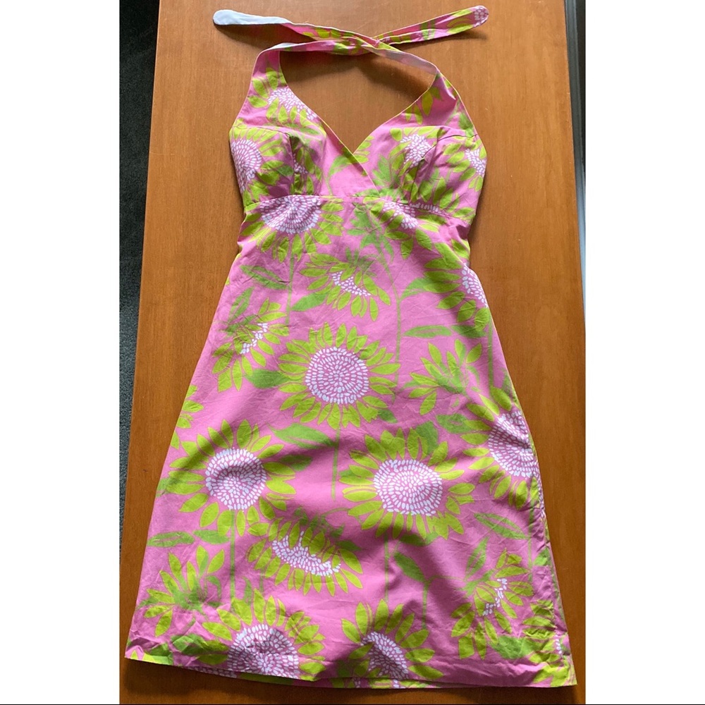 Lilly Pulitzer Sunflower Halter Dress Pink 2